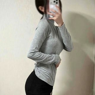 Peach Line Fit Half Neck Slim Long Sleeve T-shirt