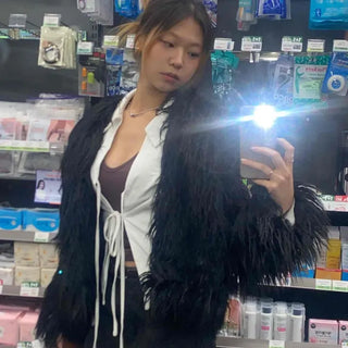 Shiny Tassel Fringe Tailored Midi Jacket