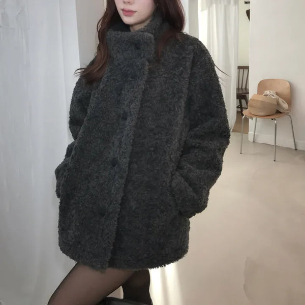 TEDDY MIDI FUR COAT Curly Midi Fur Coat / High Quality