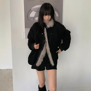 ◈Quilted◈Special Price Option Added◈High-Neck Fur Jacket Suede Shearling Jumper Quilted Padded Winter Outer Jacket