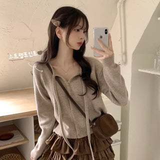 Soft, Strap Ribbon Delicate Avant-garde Loose Fit Wool Knit Cardigan