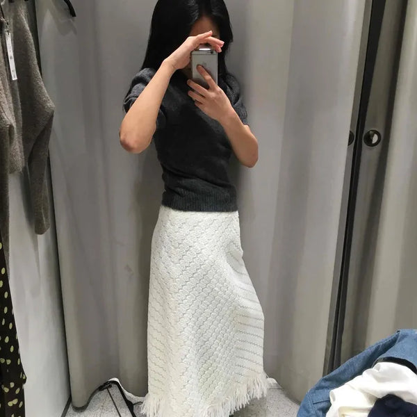Fringe long skirt