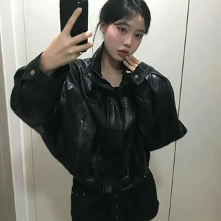 Short Avant Basic Leather Jacket