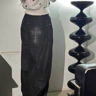 Cross-stud wide jeans
