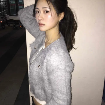 Soft Fur Tweed Crop Jacket