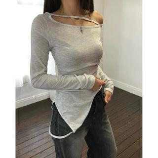 Unbalanced Layered Brushed T-shirt