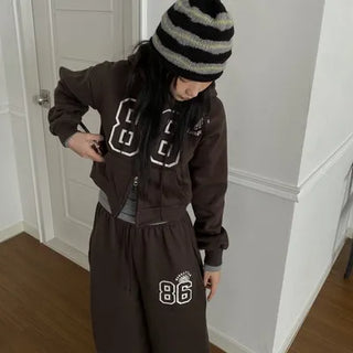 Round Patch Zip-up Hoodie