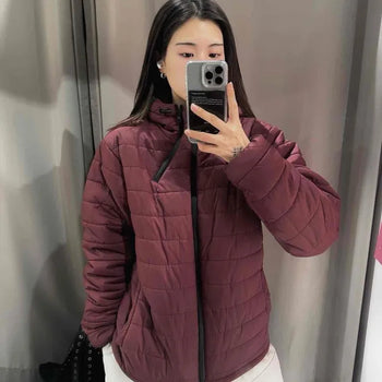 Quilted Loose Fit Two-Zipper Lightweight Padded Jacket
