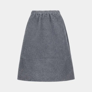 Biconi Cut-out Long Skirt, Wool Elastic A-Line Maxi Skirt, Winter Wedding Guest Look