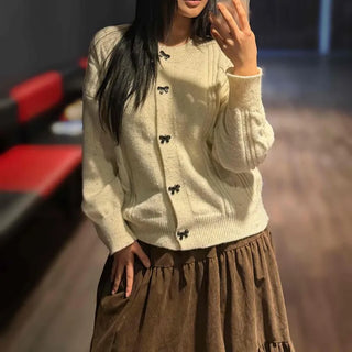 Blossom Cherry Embroidered Puff Shoulder Button Cardigan