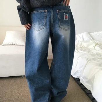Embroidered Wide Balloon Denim