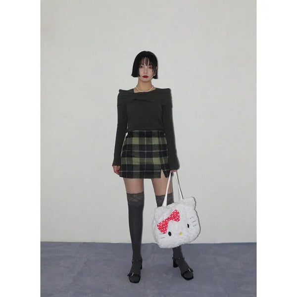 Matcha Check Mini Skirt