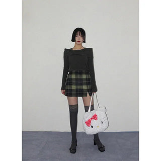 Matcha Check Mini Skirt