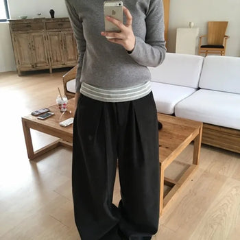 *Domestic/Wide* Belted Wool Slacks