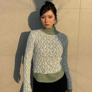 Vintage Layered Lace Long Sleeve Tee