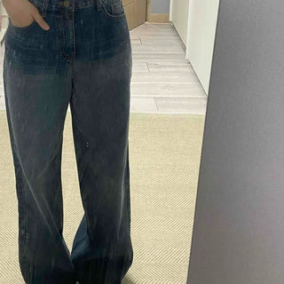 High-waisted standard fit bootcut denim pants