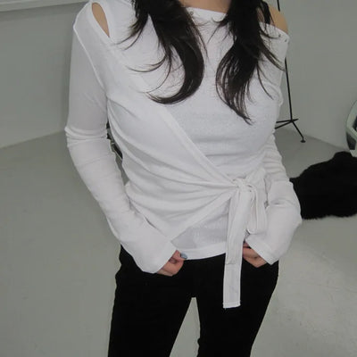 Studded point wrap shoulder shirt