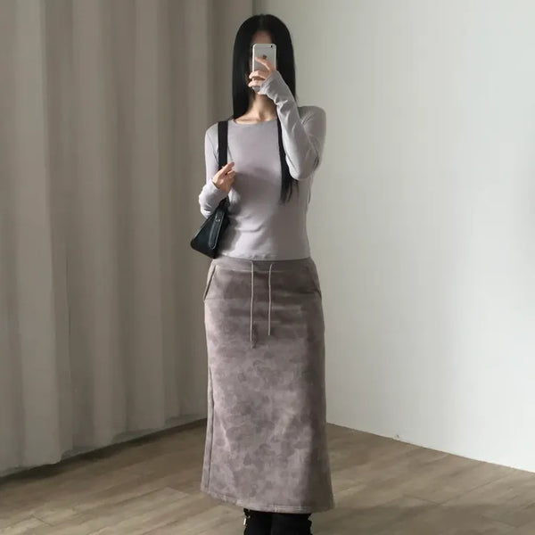 Anna brushed floral long skirt