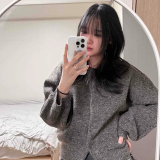 Soft Wool Round Loose Fit Cardigan