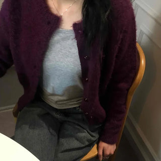Hairy Loose Button Cardigan