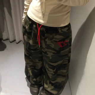 Red hotfix camouflage pants