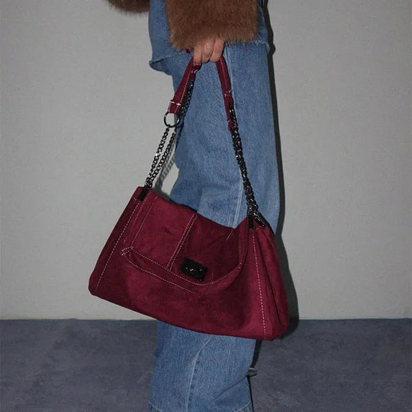 Look Stitch Suede Chain Bag