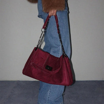 Look Stitch Suede Chain Bag