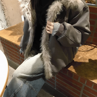 Raccoon Fur Hooded Jumper