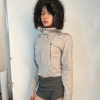 Ash Hooded Fur Jacket