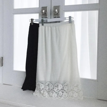 Flower Lace Elastic Waist Midi Skirt, Stretch See-through Spring New Arrival Layered Skirt