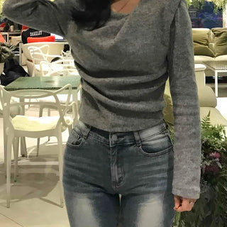 Delicate Fit Drape Neck Long Sleeve T-shirt