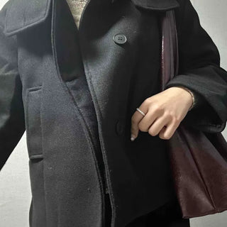 High-neck wool short coat
