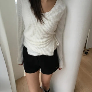 *set/Muand*  Fluffy Wrap Cardigan Set