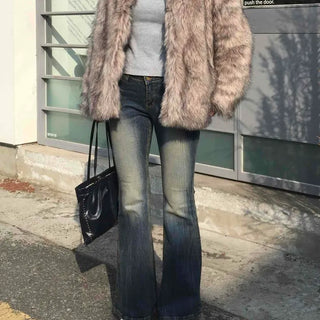 Vintage Washed Dark Bootcut Denim Pants