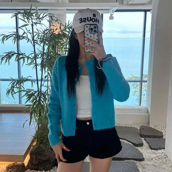 Daily Basic Round Slim Fit Compact Cardigan