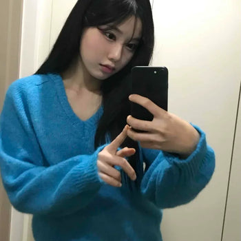 Bubble V-neck Oversized Knit
