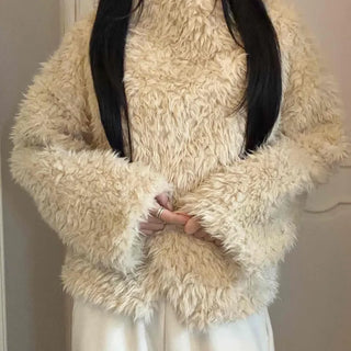 Faux fur loose-fit jacket