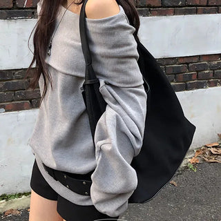 Tron Two-way Hooded Off-shoulder Sweatshirt