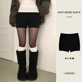 Leg-Lengthening Thick Elastic Knit Shorts