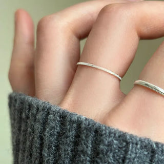 Vertical Stripe Skinny Layered Silver Ring Sizes 5 to 17