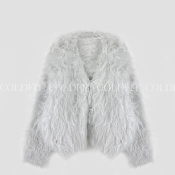 Wave fur cardigan