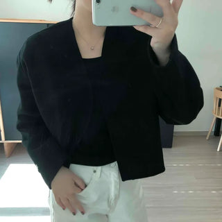 Minimal Collarless Short Handmade Coat