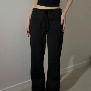 Loose Fit Elastic Waist Flare Slim Bootcut Pants