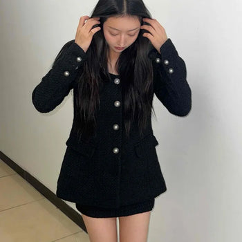 Tweed Jacket and Mini Skirt Two-Piece Set