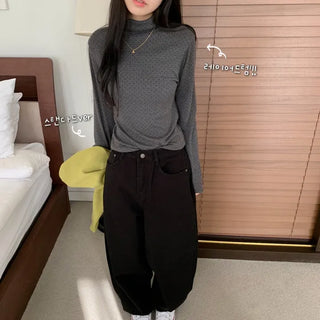[Point Item] Polka Dot Inner Layering Turtleneck Long Sleeve Tee