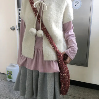 Toki short-sleeve pom-pom knit