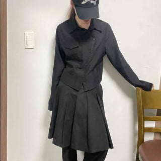 Tailored Box Pleated Apron Two-Piece Straight Pants