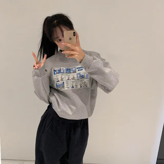 Fleece-lined Mickey Cartoon Sweatshirt
