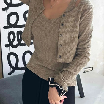 All Day V-neck Ribbed Sleeveless Knit Cardigan