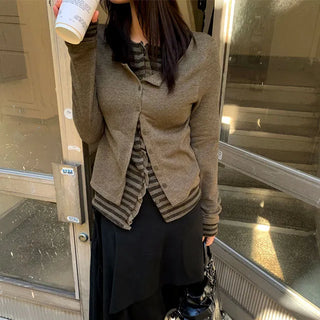Rough Layered Knit Cardigan 2 colors